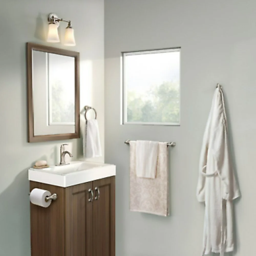 Moen Wellton 4 Pc Bath Accessory Kit Featuring Pivoting Paper Holder NEW!